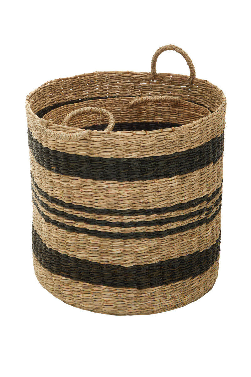 Arles Black and Natural Seagrass Set of 2 Storage Baskets