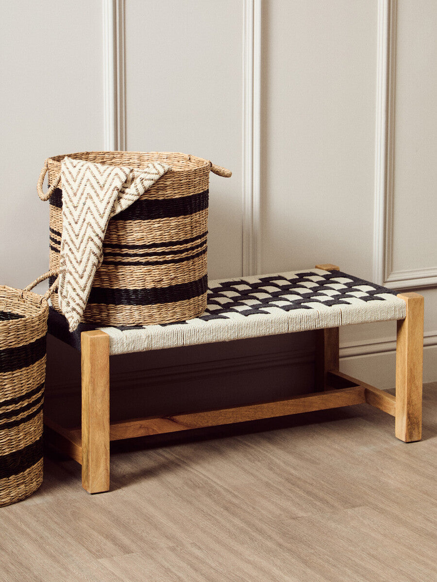 Arles Black and Natural Seagrass Set of 2 Storage Baskets