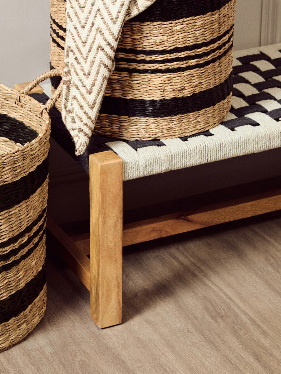 Arles Black and Natural Seagrass Set of 2 Storage Baskets
