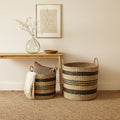 Arles Black and Natural Seagrass Set of 2 Storage Baskets