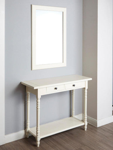 Heritage Ivory Wooden 2 Drawer Console Table with Lower Shelf