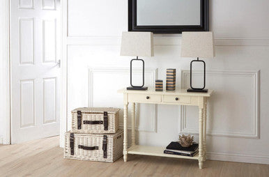 Heritage Ivory Wooden 2 Drawer Console Table with Lower Shelf