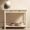 Heritage Ivory Wooden 2 Drawer Console Table with Lower Shelf