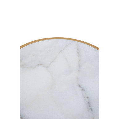 Colva White Marble Set of 2 Nesting Tables with Gold Finish Base