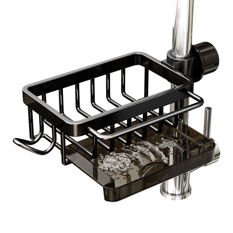 Rotatable Aluminium Sink Faucet Storage Rack - Kitchen Drain Basket Organiser
