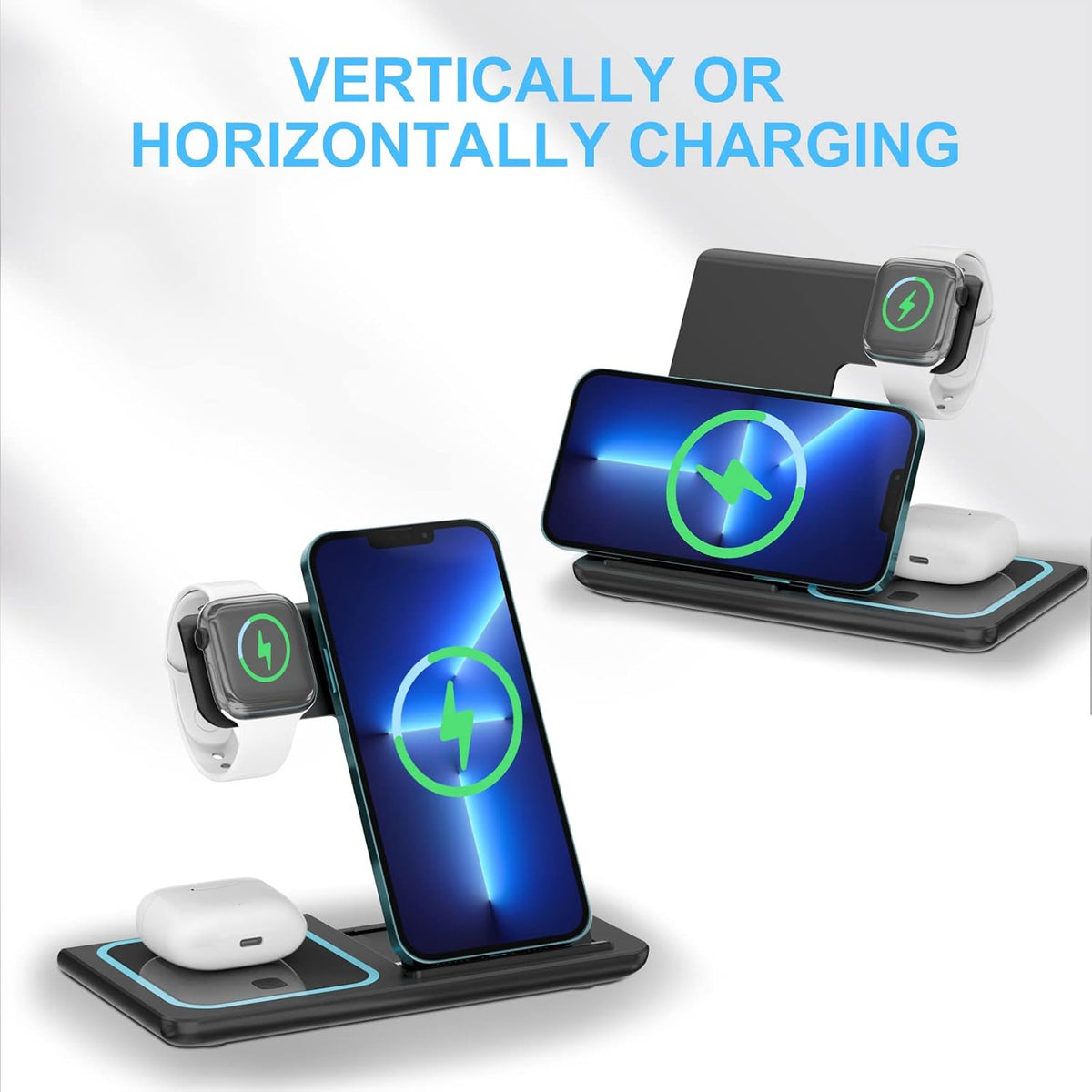 3-in-1 Wireless Charging Station – Phone, Watch & Earbuds