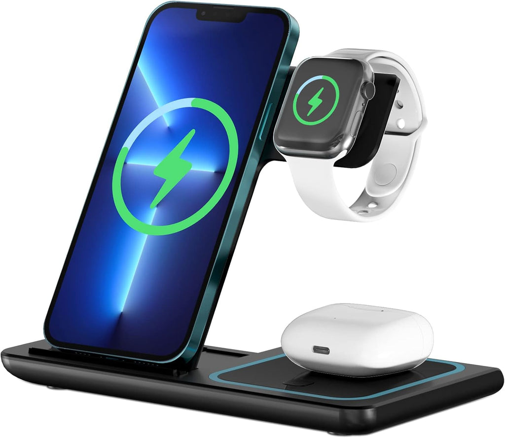 3-in-1 Wireless Charging Station – Phone, Watch & Earbuds