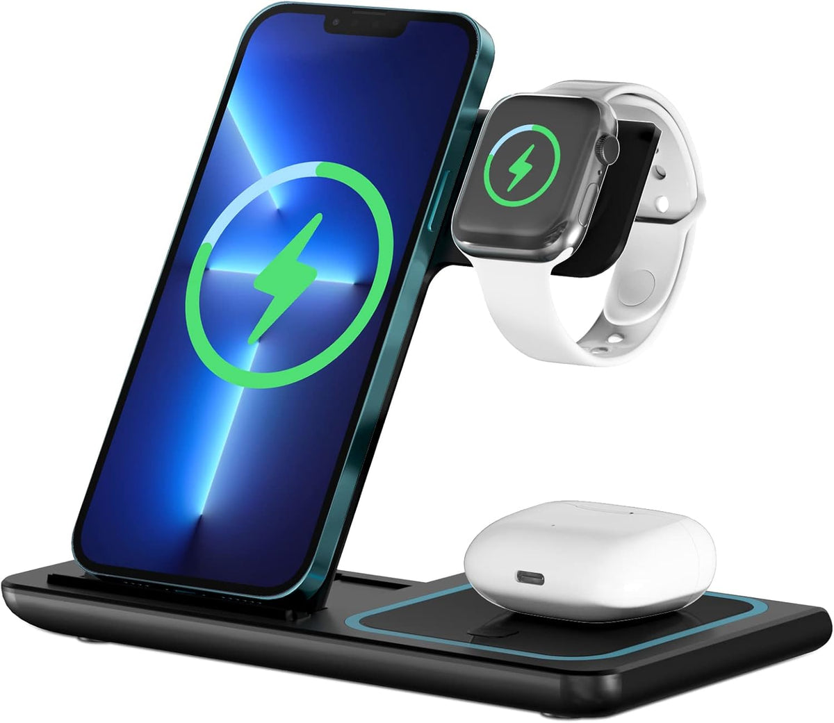 3-in-1 Wireless Charging Station – Phone, Watch & Earbuds
