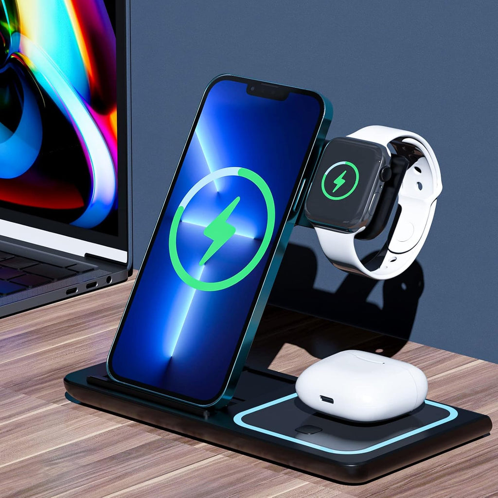 3-in-1 Wireless Charging Station – Phone, Watch & Earbuds
