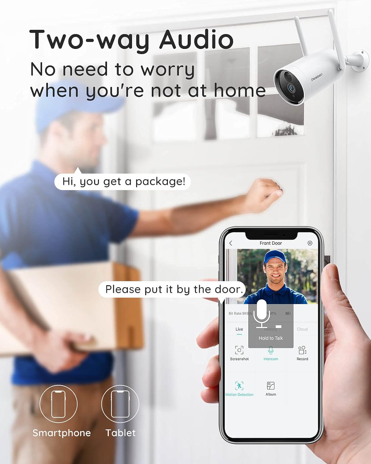 Peasec 1080P Solar Wireless Outdoor Security Camera