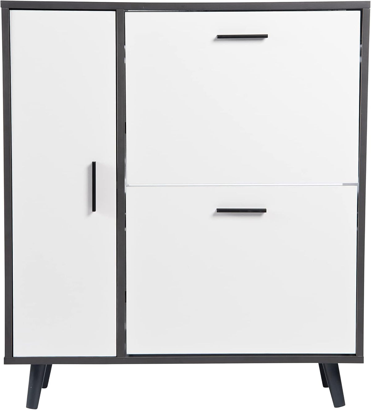 Greenhurst Shoe Storage Cabinet with Side Cupboard – Grey & White