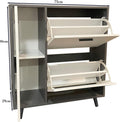 Greenhurst Shoe Storage Cabinet with Side Cupboard – Grey & White