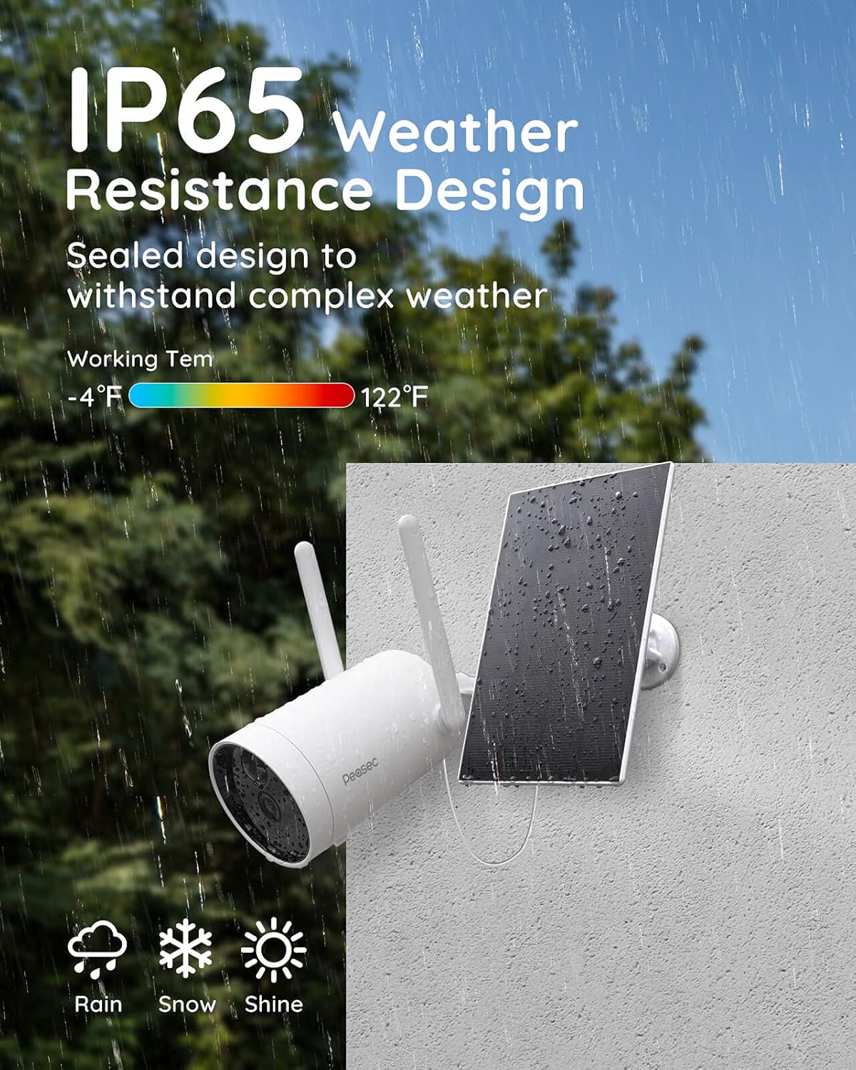 Peasec 1080P Solar Wireless Outdoor Security Camera