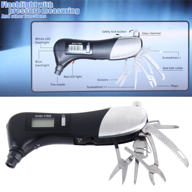 9-in-1 Digital Tyre Pressure Gauge & Emergency Car Tool