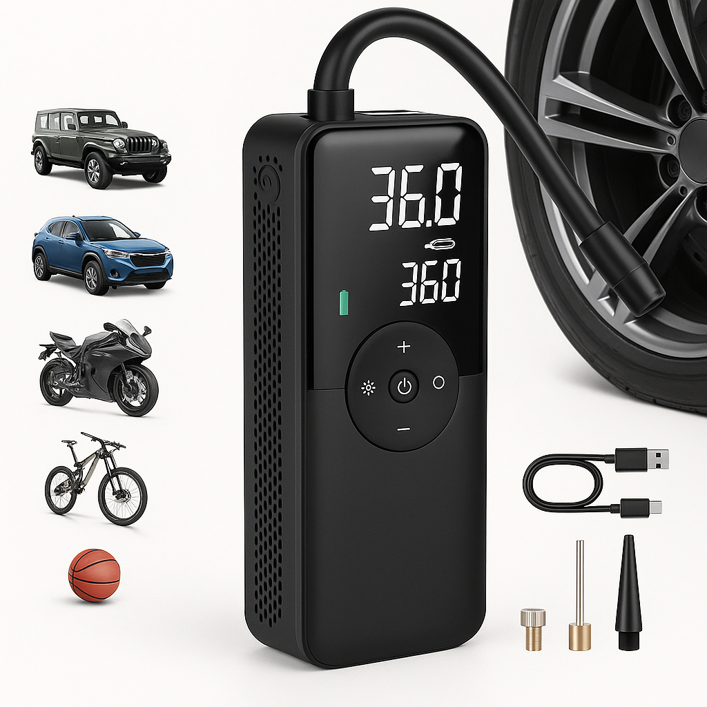 Portable Digital Tyre Inflator with Storage Case
