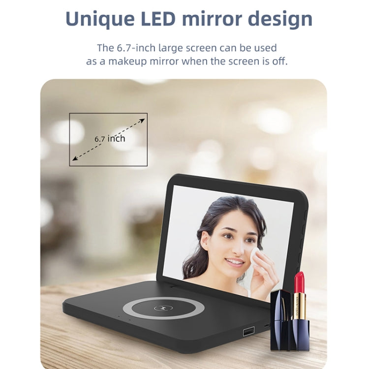 Foldable Wireless Charging Desk Clock with Alarm & Calendar