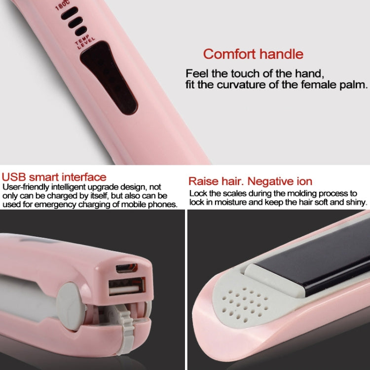 Mini USB Rechargeable Cordless Hair Straightener – Pink or White