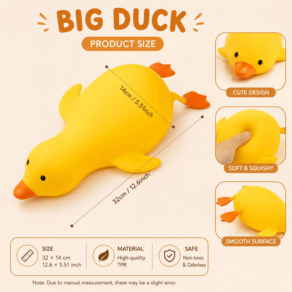 Big Duck Squishy Fidget Toy | Viral Slow Rise Sensory Stress Relief Toy