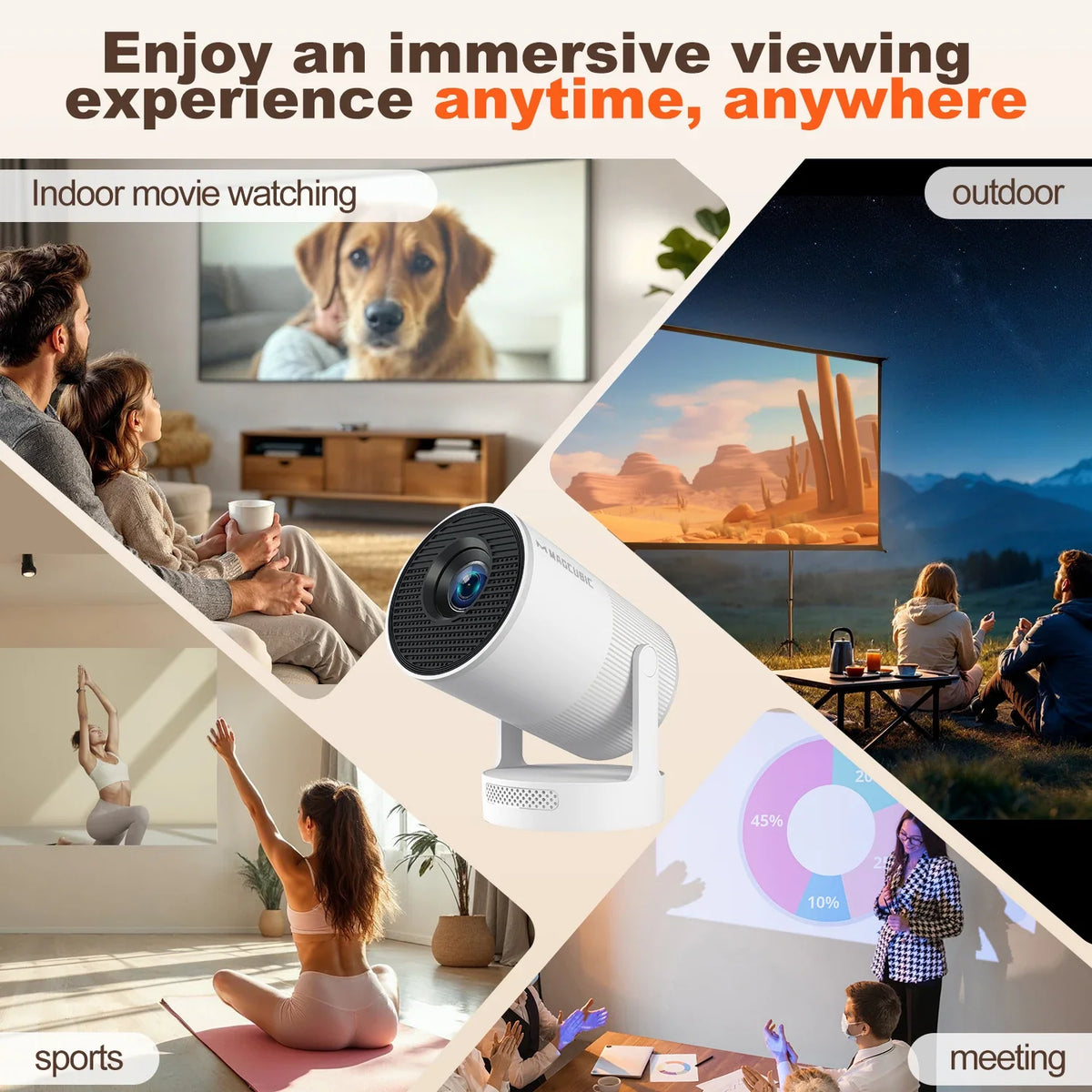Magcubic HY300 Portable Projector – 720p, Wi-Fi & Bluetooth