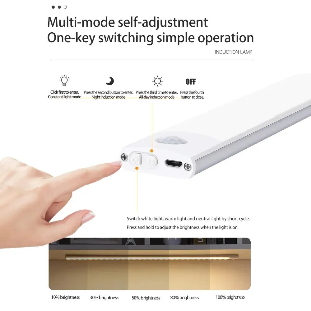 Rechargeable Motion-Sensor LED Cabinet Light – USB-C