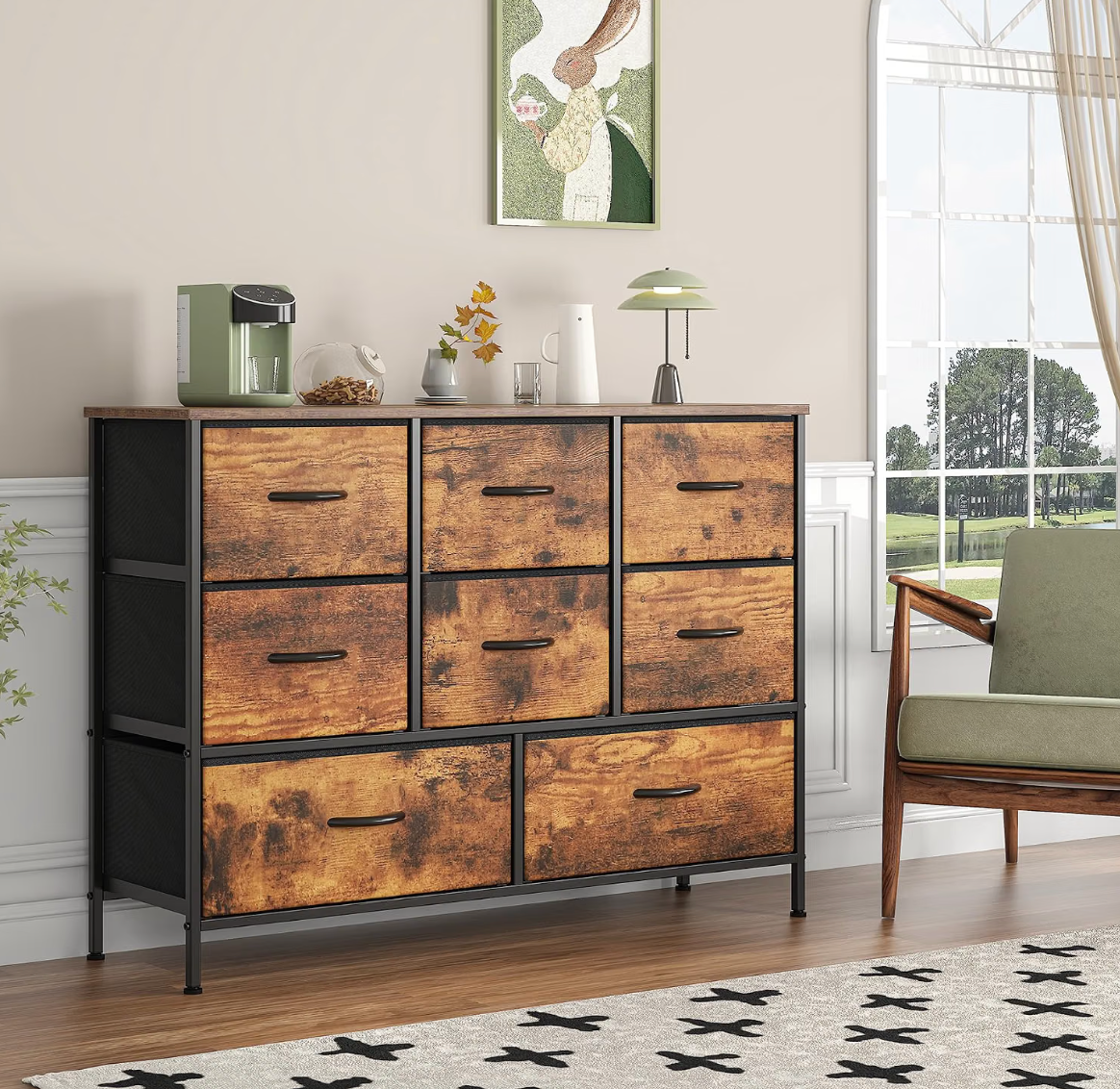 Industrial 8-Drawer Storage Chest – Rustic Brown