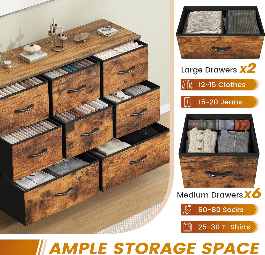 Industrial 8-Drawer Storage Chest – Rustic Brown