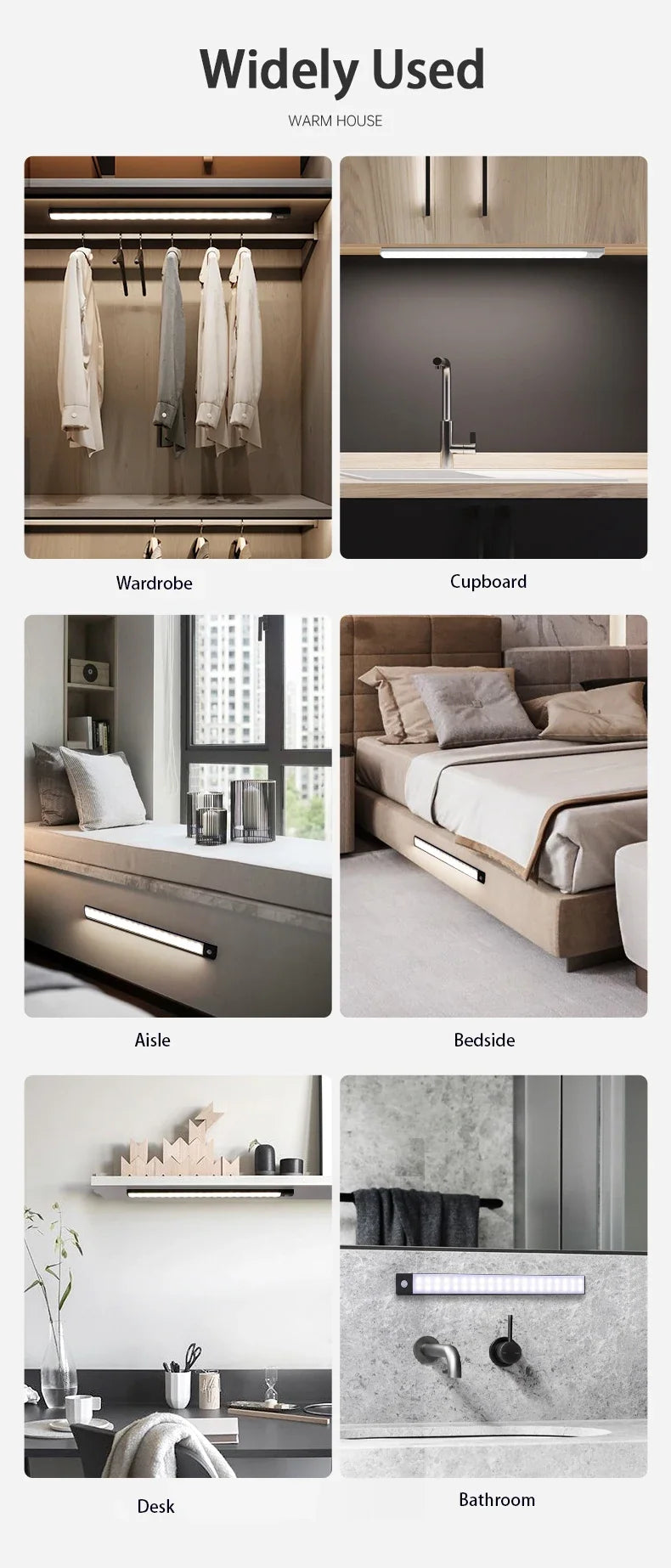 Rechargeable Motion-Sensor LED Cabinet Light – USB-C