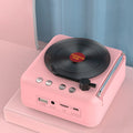 Retro Vinyl Record-Style Bluetooth Speaker – Pink