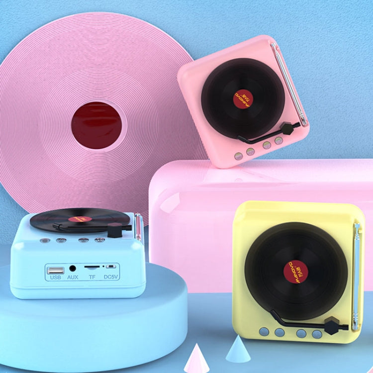 Retro Vinyl Record-Style Bluetooth Speaker – Pink