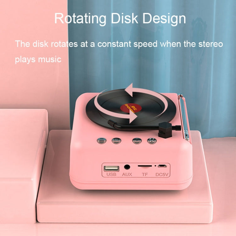Retro Vinyl Record-Style Bluetooth Speaker – Pink