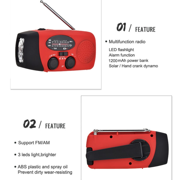 Red Solar Emergency Radio with Light – HanRongDa HRD-902