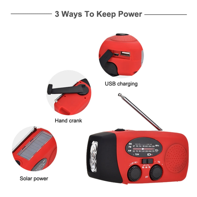 Red Solar Emergency Radio with Light – HanRongDa HRD-902