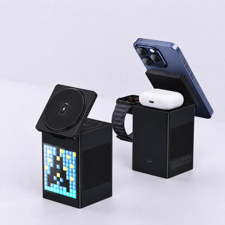 6-in-1 Pixel Art Wireless Charging Station & Bluetooth Speaker