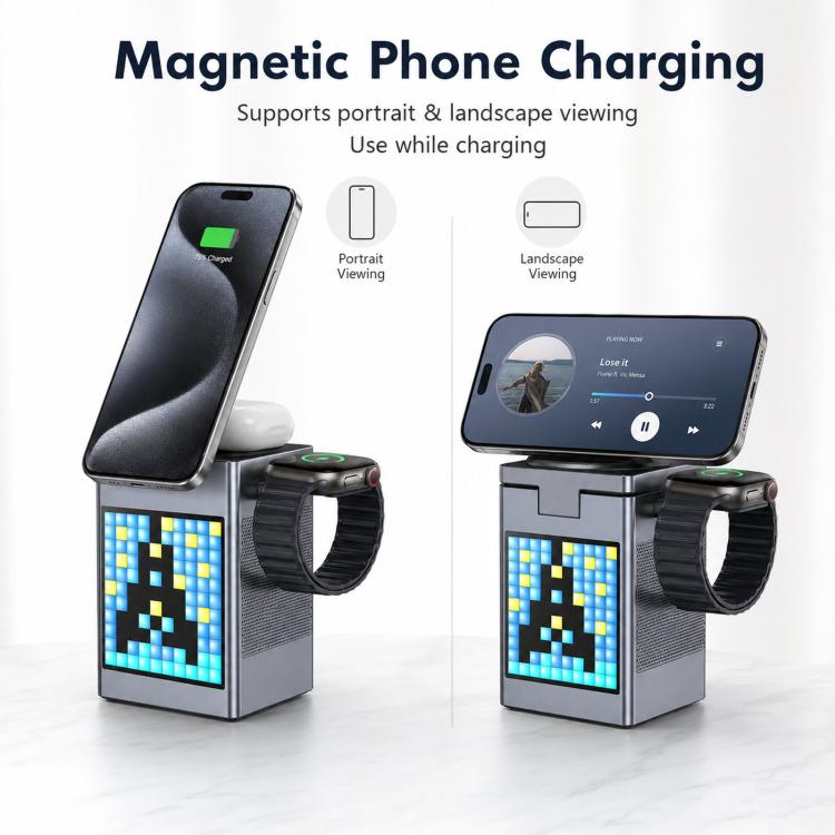6-in-1 Pixel Art Wireless Charging Station & Bluetooth Speaker