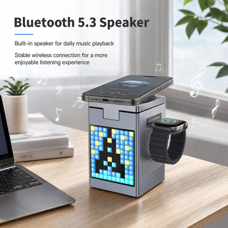 6-in-1 Pixel Art Wireless Charging Station & Bluetooth Speaker