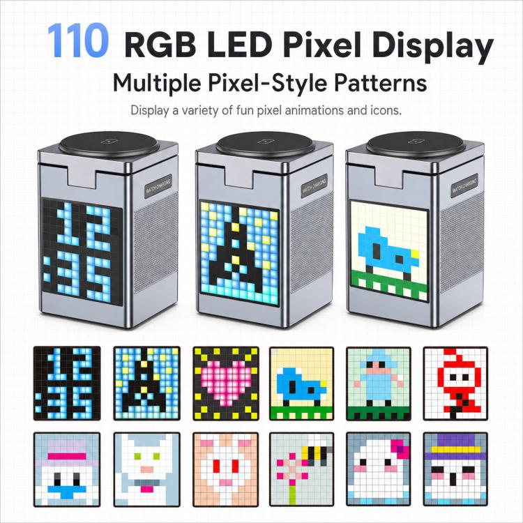 6-in-1 Pixel Art Wireless Charging Station & Bluetooth Speaker