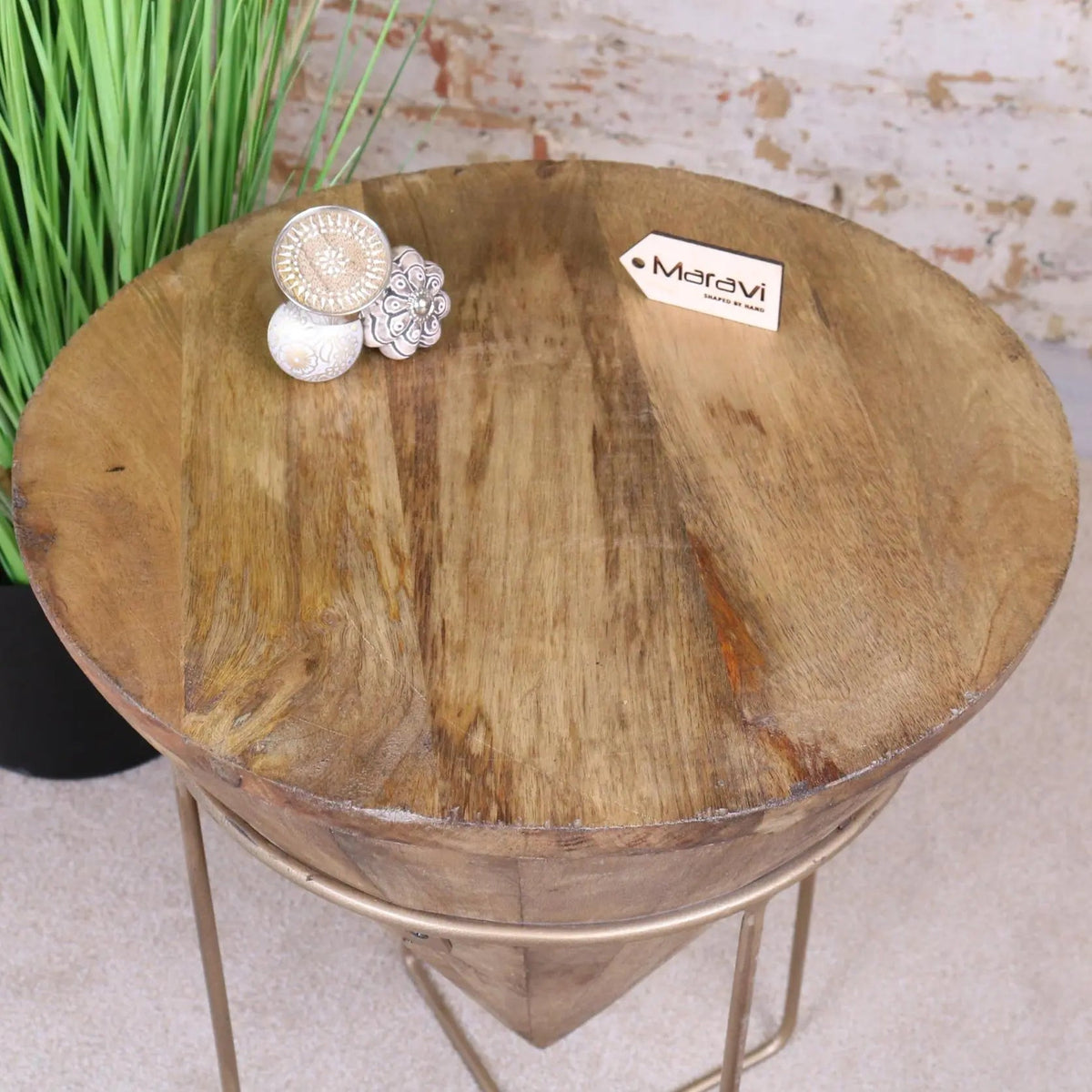 Tamia Wooden Cone Unique Side Table