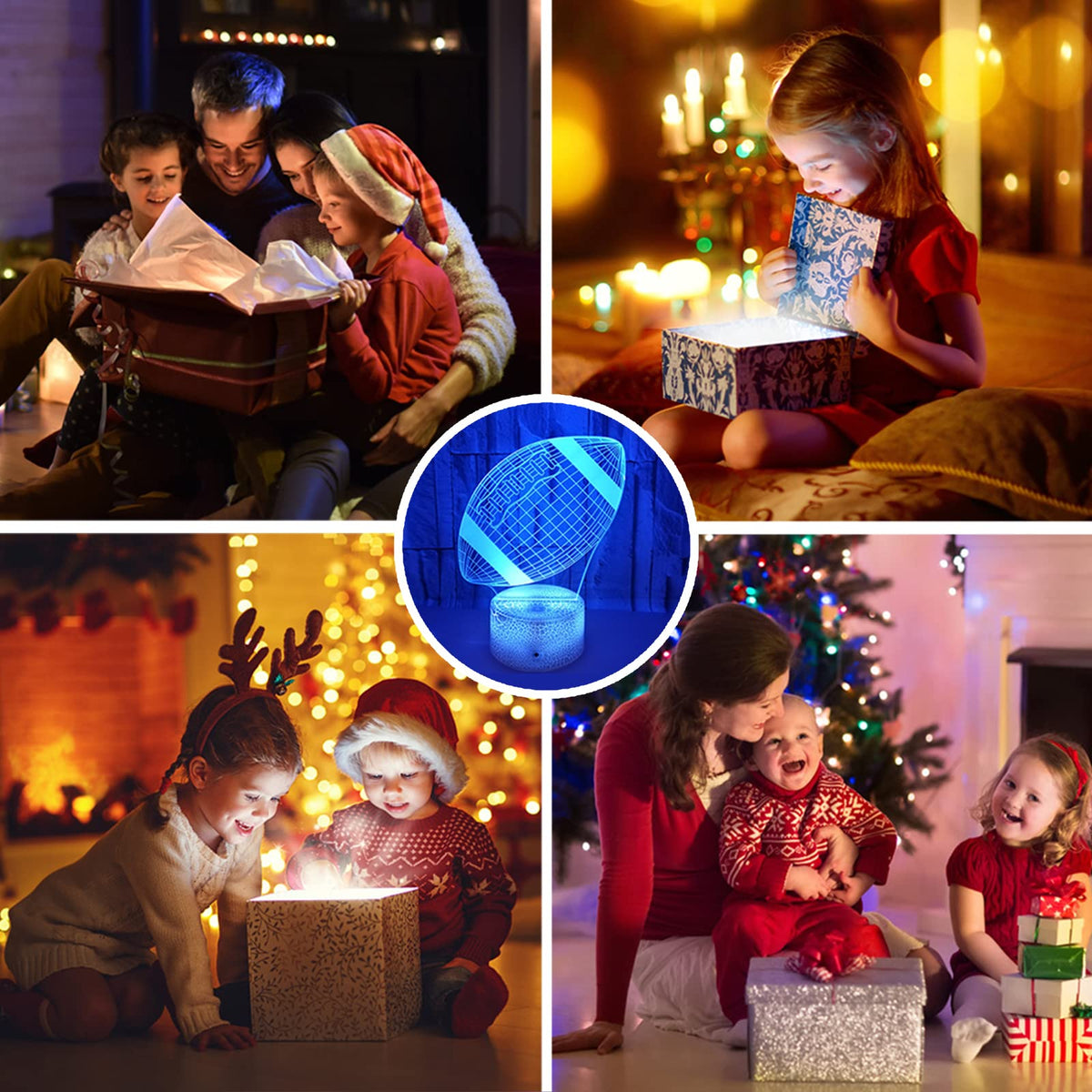 Good King Football Night Light for Kids — 3D Illusion Lamp, 7-Color LED Nightlight with USB Power, Touch & Remote