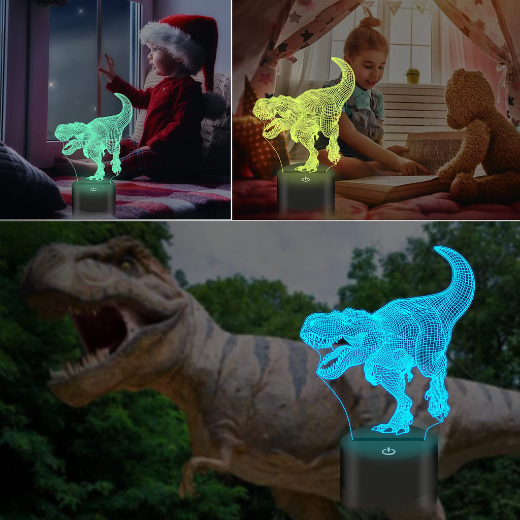3D T-Rex LED Night Light – 16 Colours & Remote Control