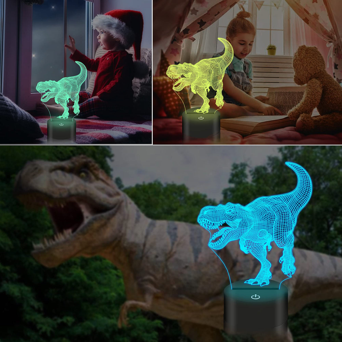 3D T-Rex LED Night Light – 16 Colours & Remote Control