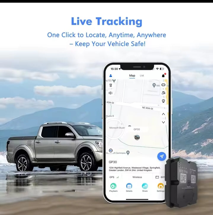 4G GPS Tracker Real-Time Vehicle Tracking Device with 30-Day History & App