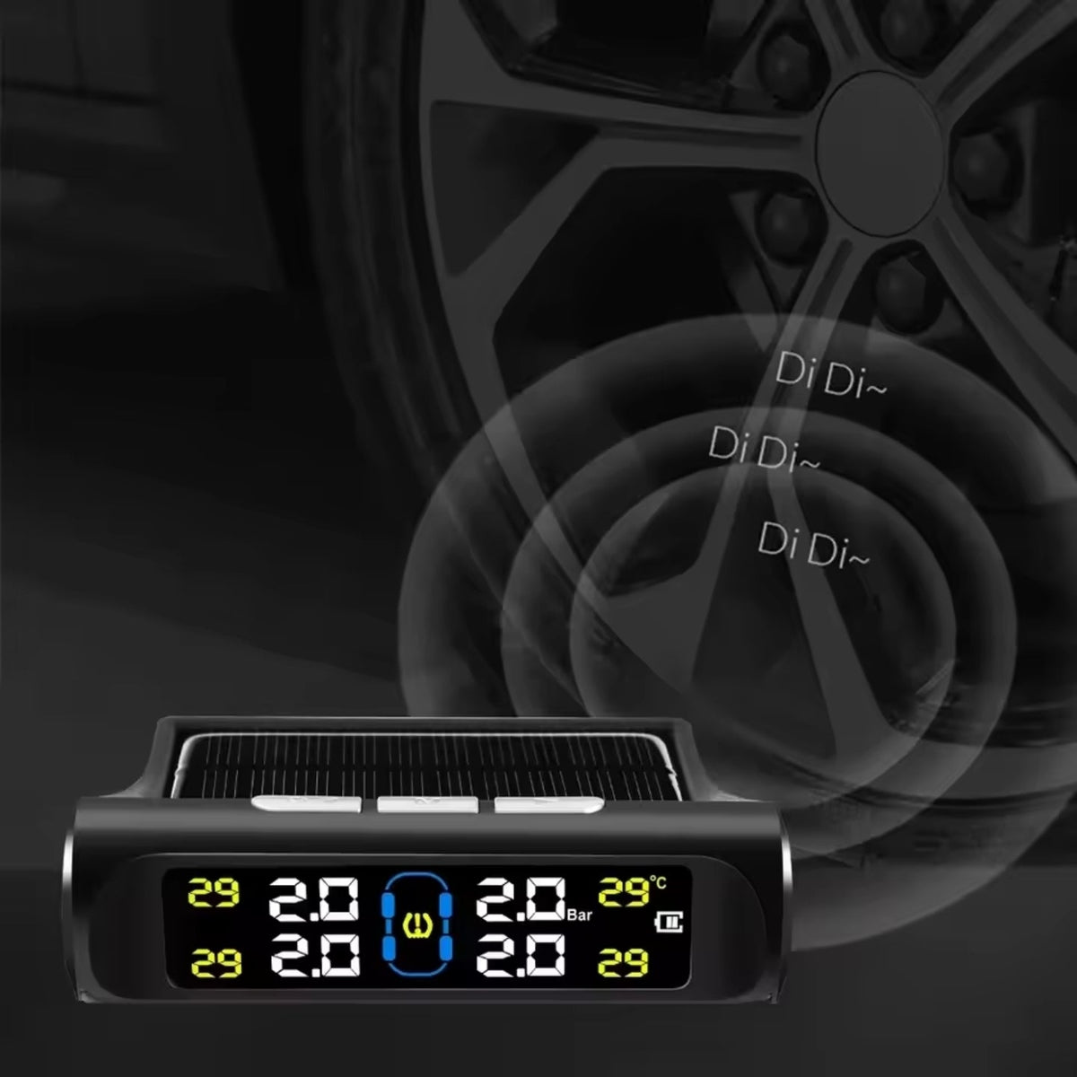 Solar Wireless Tyre Pressure Monitor – 4 Sensors & LCD Display