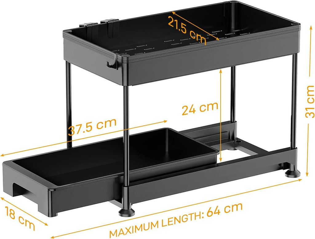 Under Cabinet Slide Out Storage Drawer 2 Tier Under Sink Organizer Kitchen Ronlap