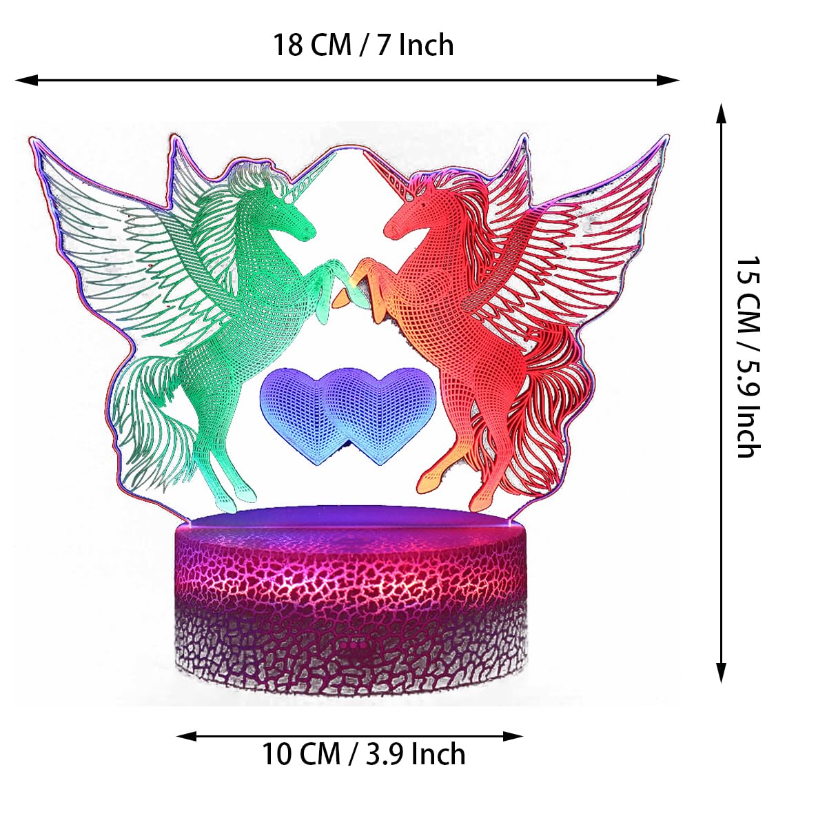 Vinciph 3D Illusion Unicorn Night Light – Dimmable LED Kids Nightlight with Remote, Touch Control, USB